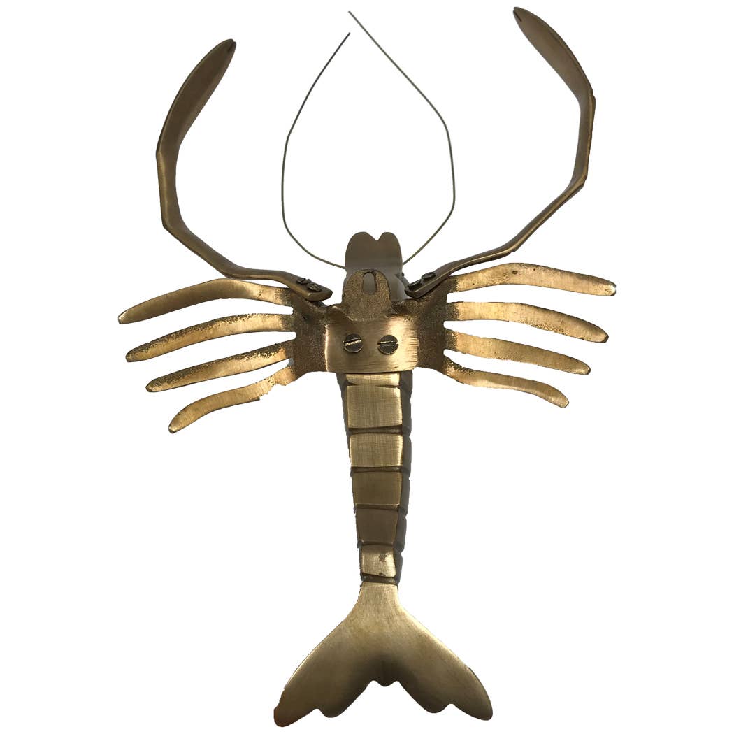 Antiqued Brass Lobster Paperweight/Wall Décor