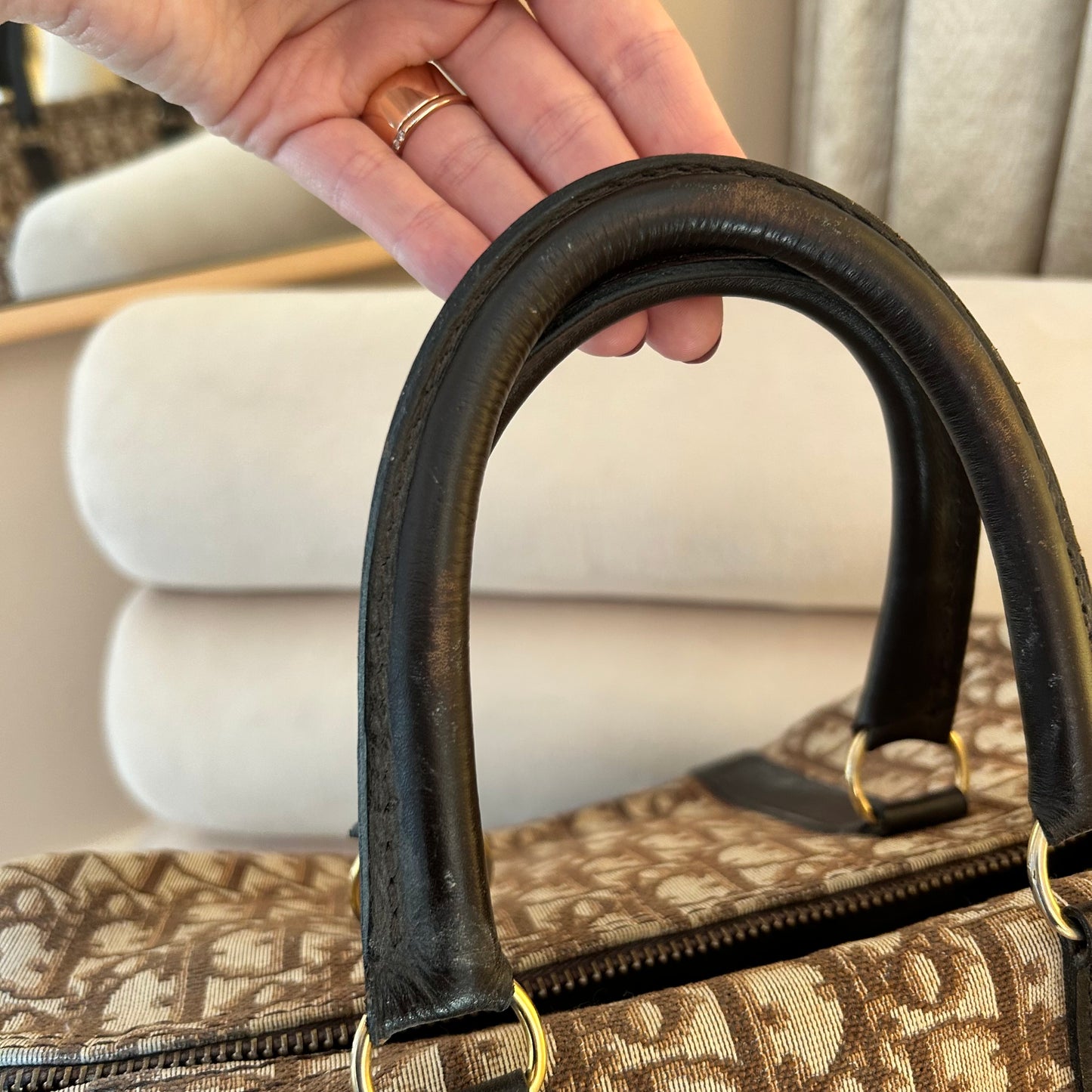Pre-Loved Dior Brown Monogram Boston Bag