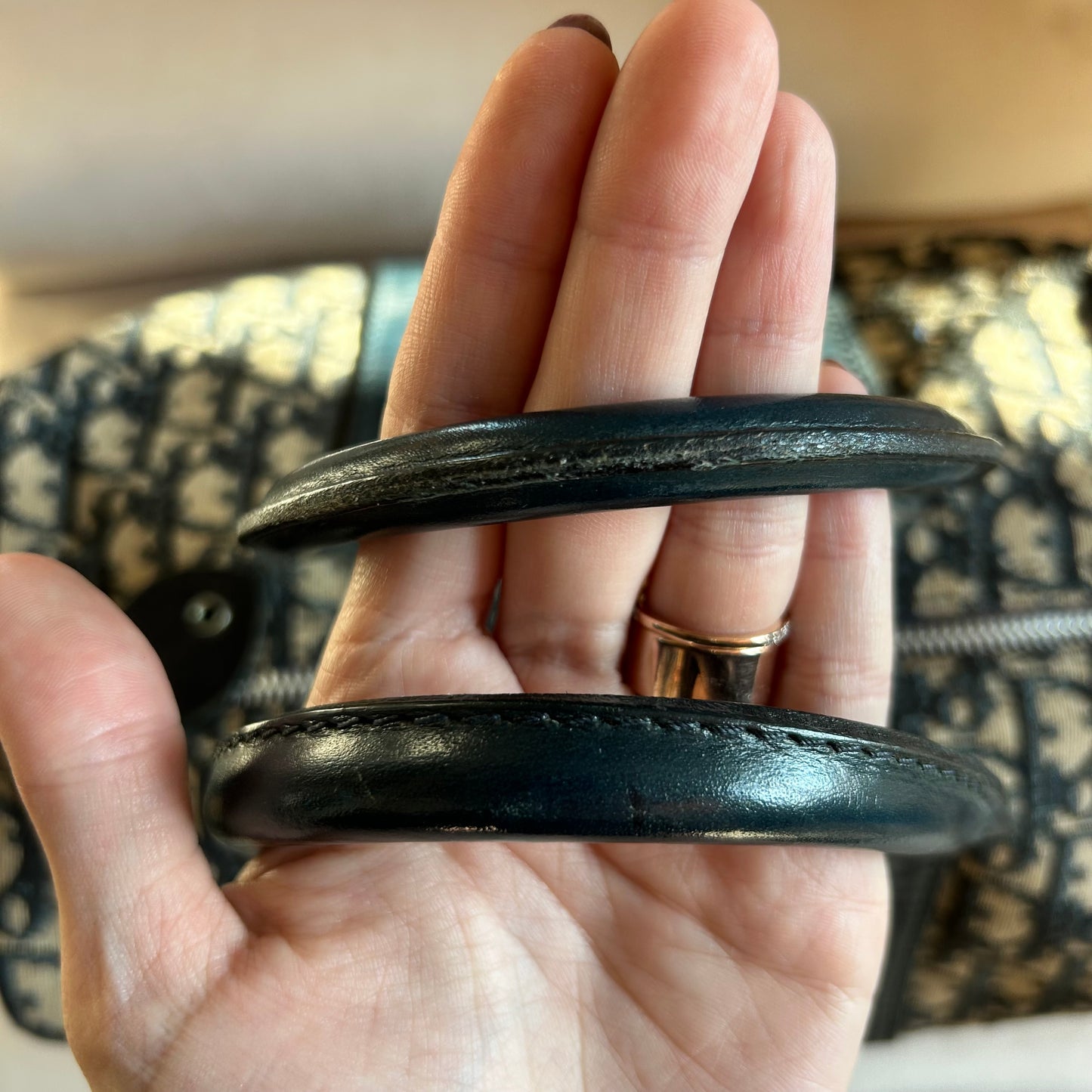 Pre-Loved Dior Navy Monogram Boston Bag