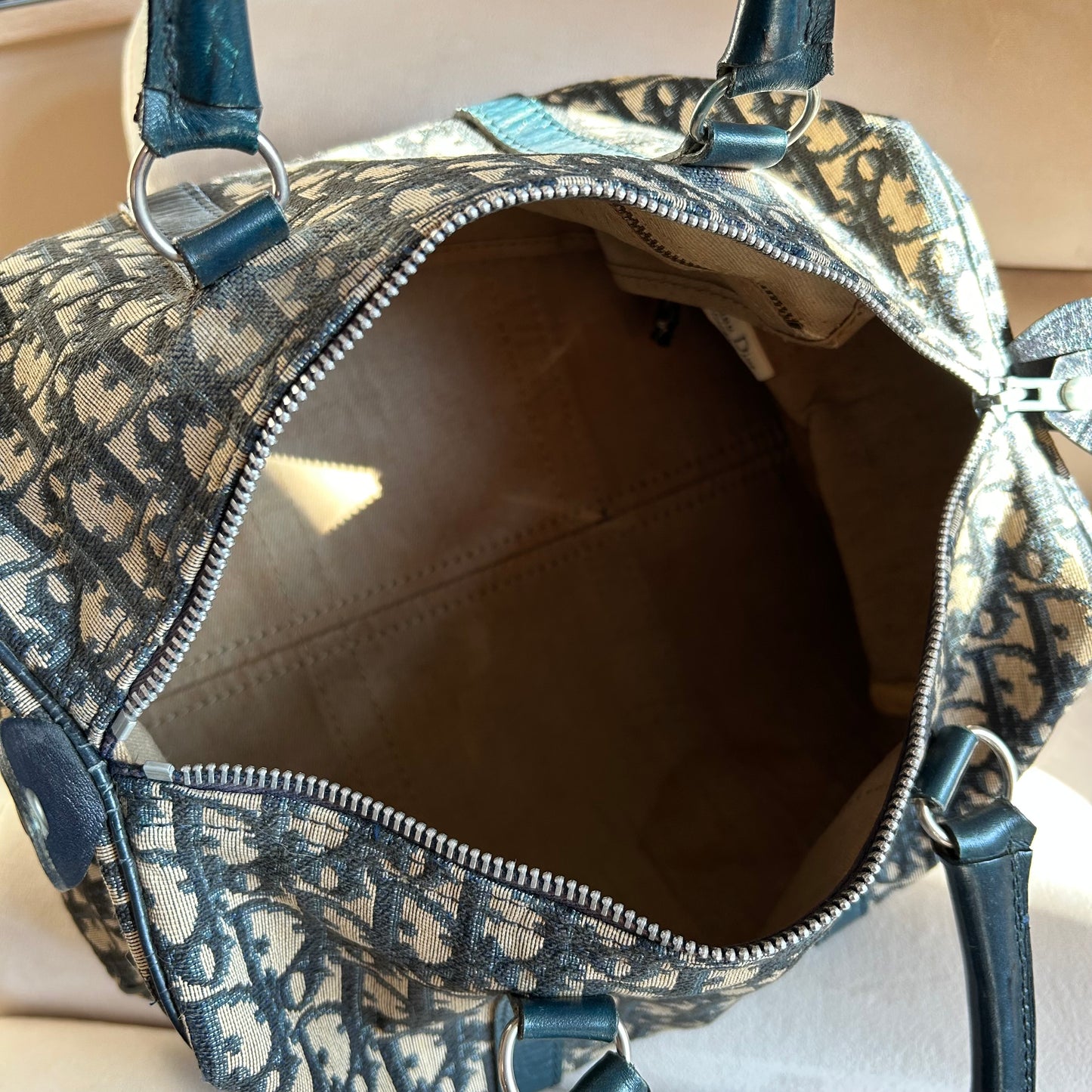 Pre-Loved Dior Navy Monogram Boston Bag