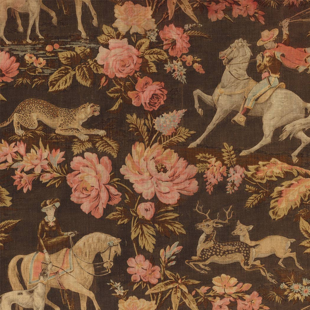 Pink and Brown Equestrian Fabric Print Decorative Tray: Small