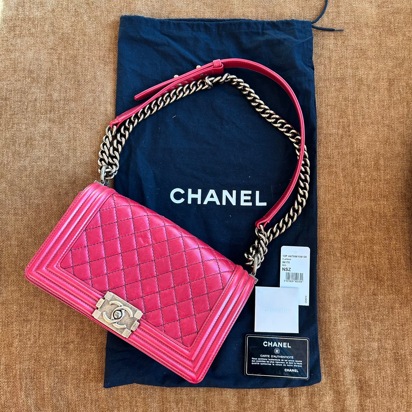 Pre-Loved Chanel Quilted Red Boy Flap