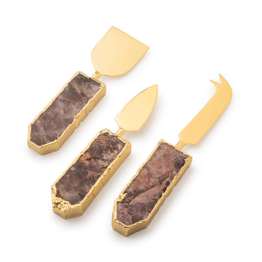 Gauri Kohli - Amethyst Cheese Knives, Set of 3