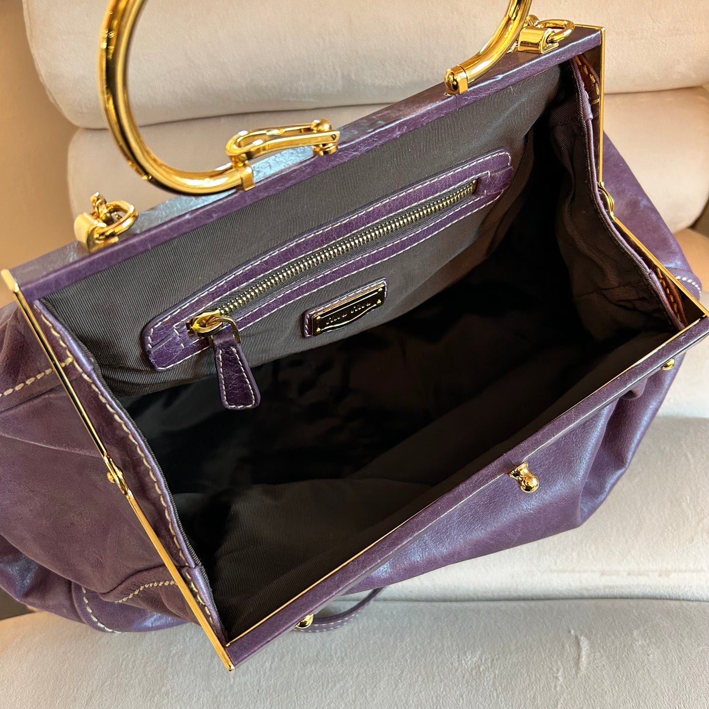 Pre-Loved Miu Miu Frame Leather Satchel Bag