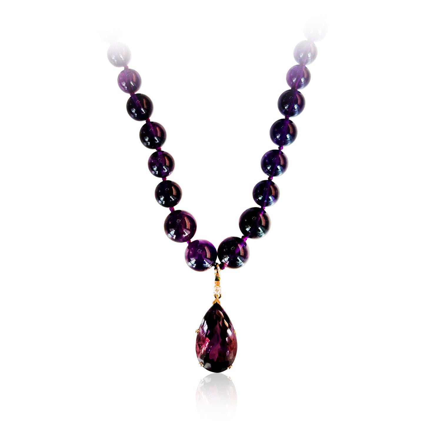 Amethyst Beaded Necklace with Amethyst Pendant