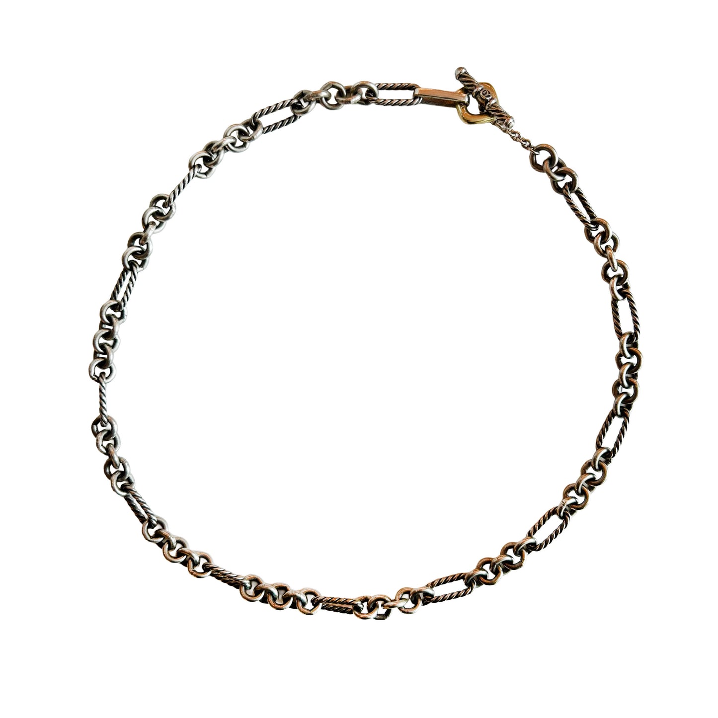 David Yurman Two Tone Figaro Link Necklace