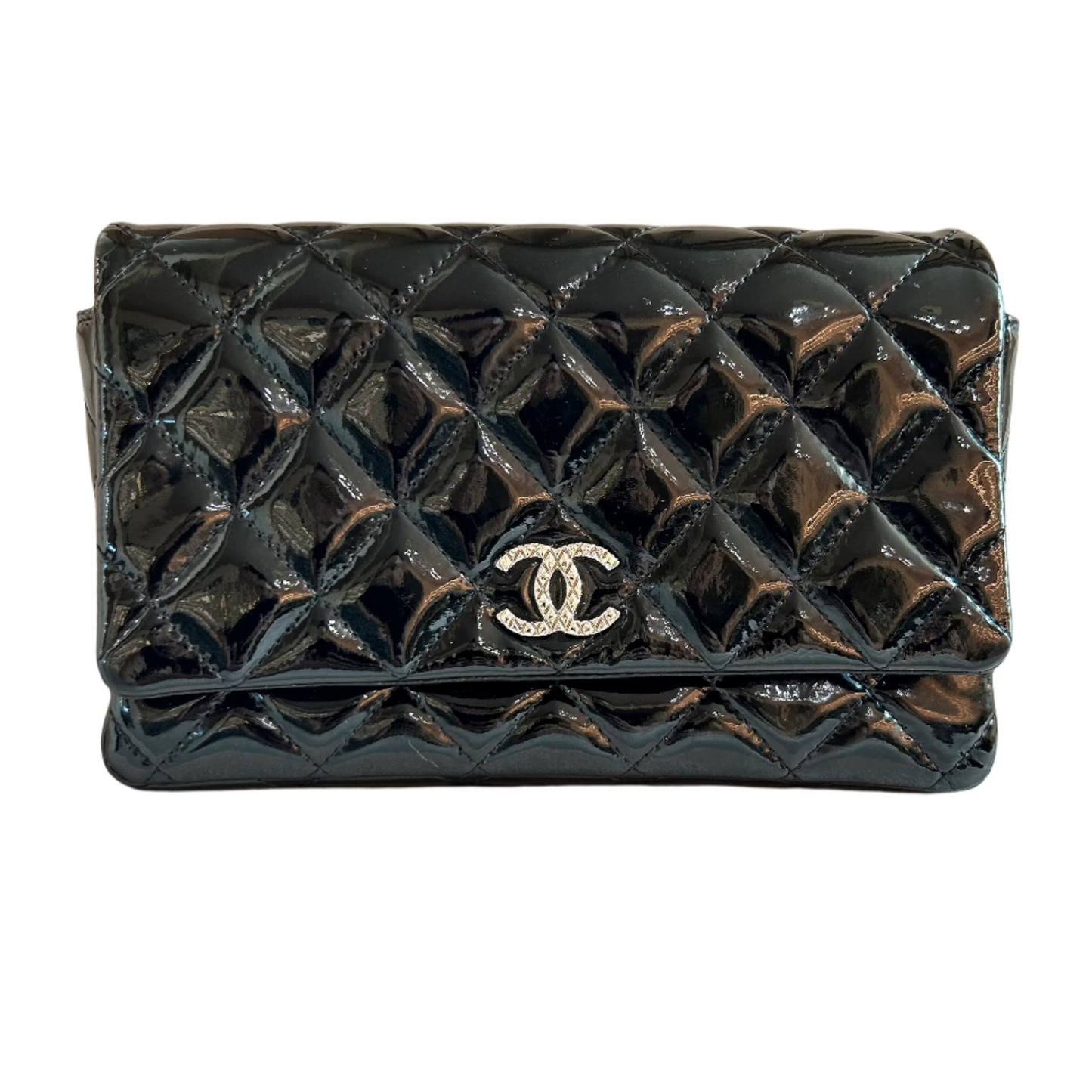 Pre-Loved Chanel Quilted Patent Leather Wallet on Chain