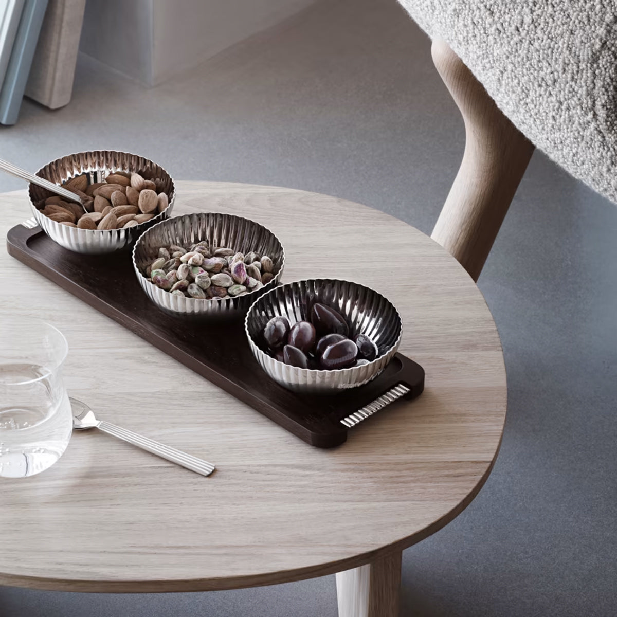Georg Jensen Bernadotte Triple Bowl Set with Tray