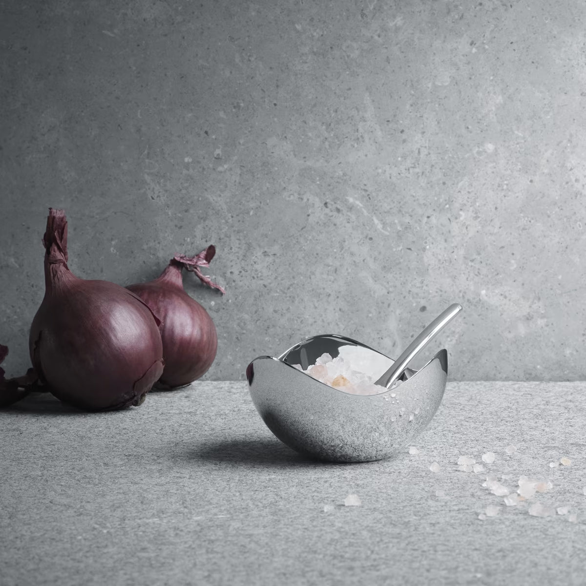 Georg Jensen Bloom Salt Cellar with Spoon