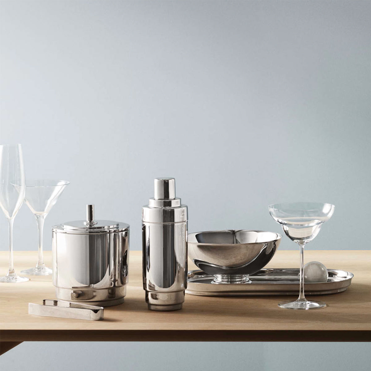 Georg Jensen Manhattan Ice Bucket & Tongs
