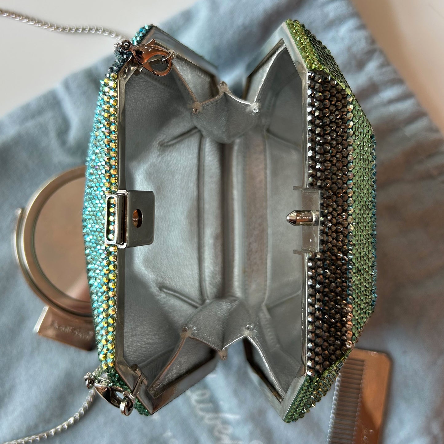 Judith Leiber Emerald Cut Minaudière Evening Bag
