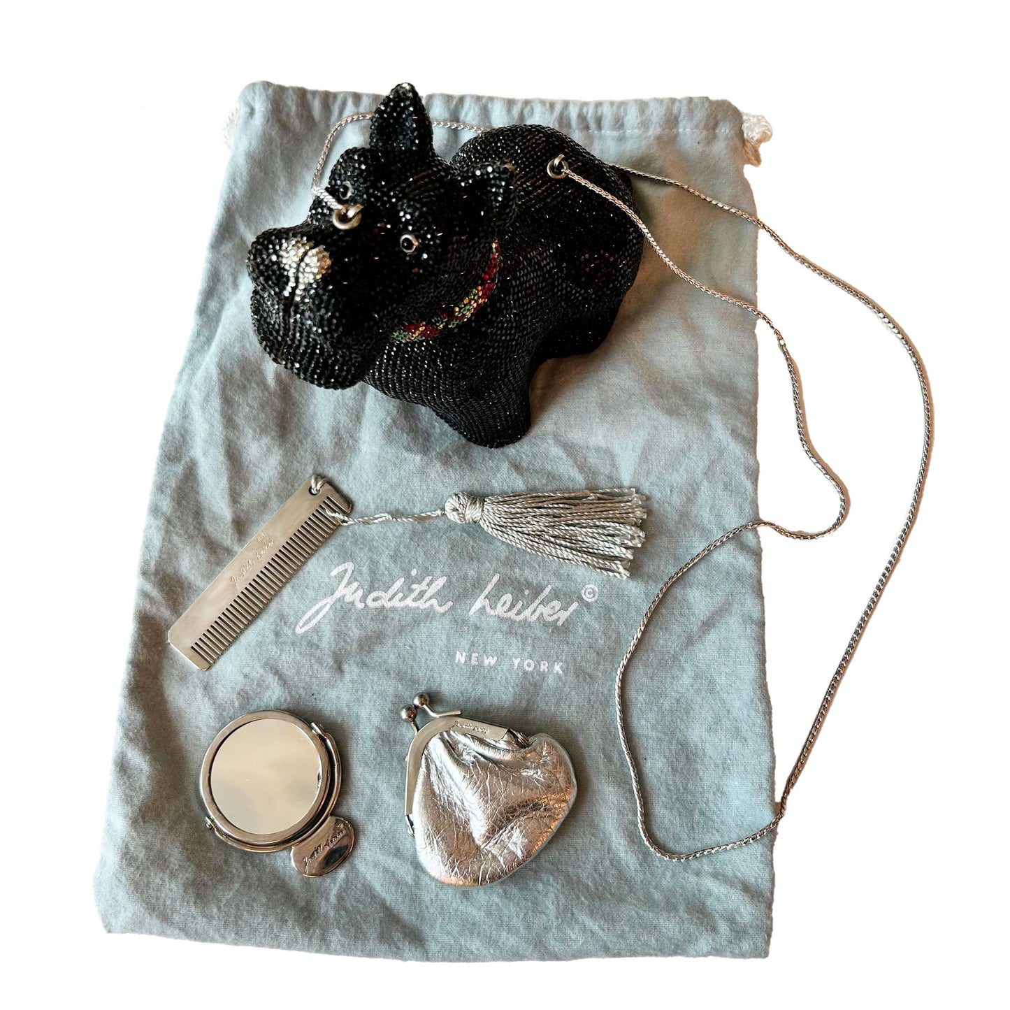 Judith Leiber Black Scottie Dog Minaudière Evening Bag