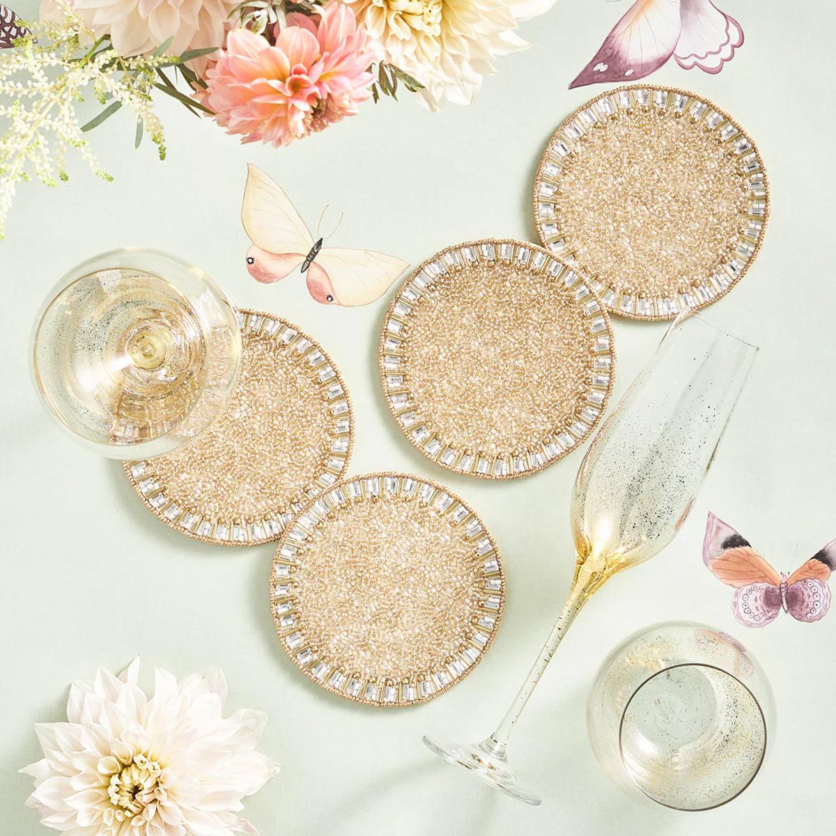 Kim Seybert Gold Bevel Coasters - Set of 4