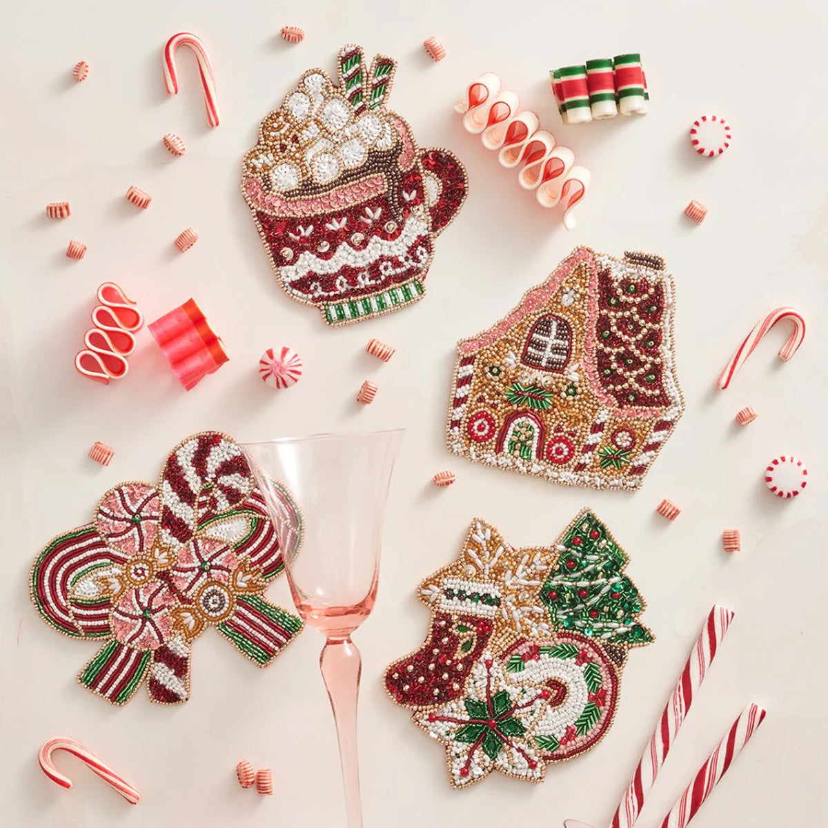 Kim Seybert Holiday Treats Coasters - Set of 4