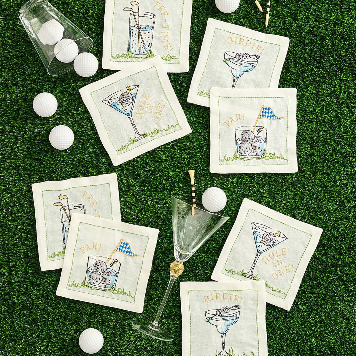 Kim Seybert Tee Time Cocktail Napkin - Set of 8