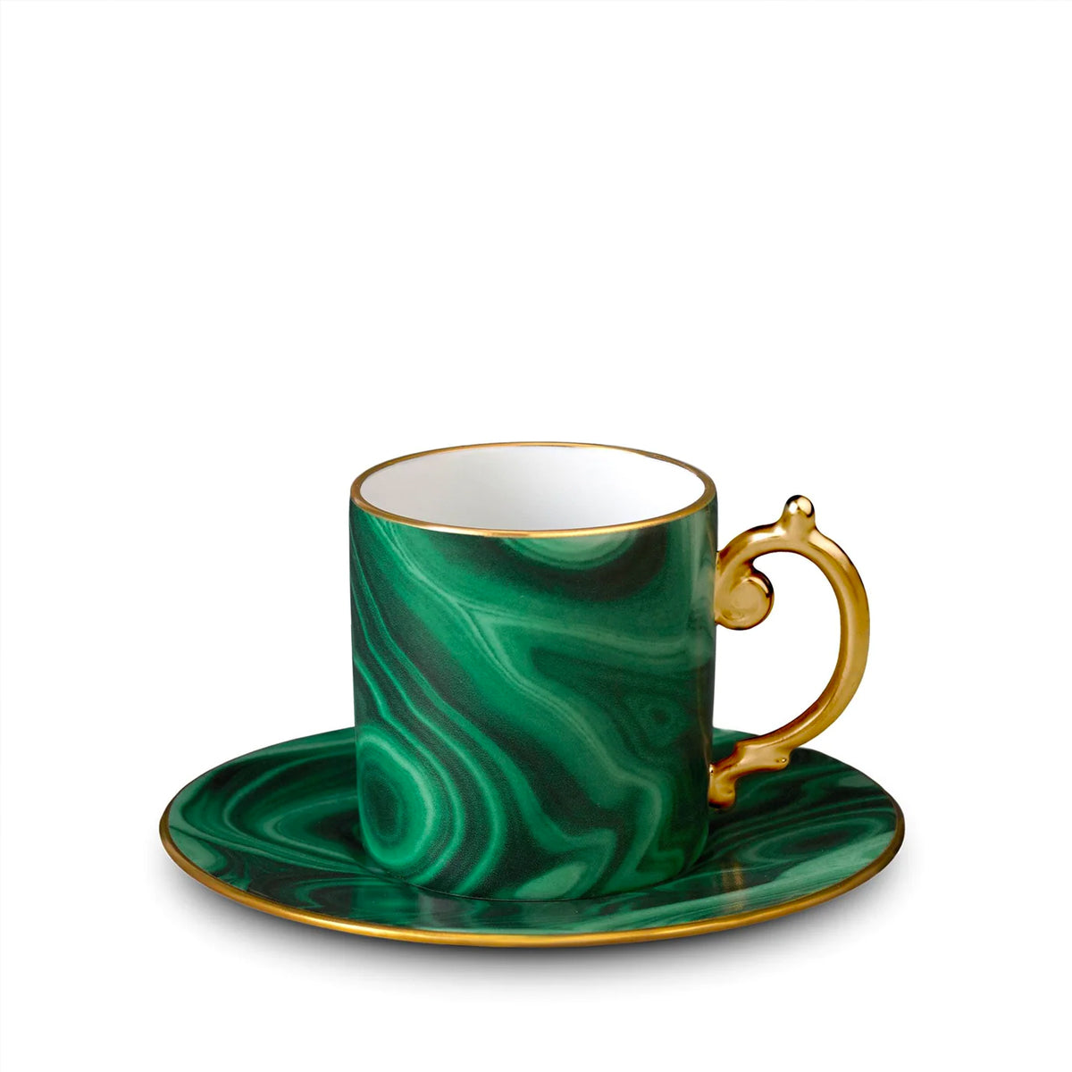 L'Objet Malachite Espresso Cup & Saucer - Set of 6