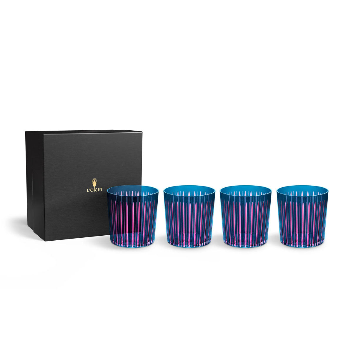 L'Objet Prism Double Old Fashioned Glasses - Set of 4 (Blue)