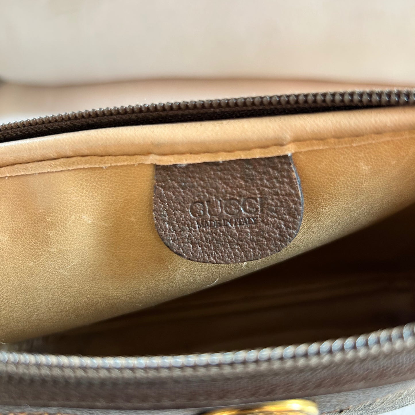 Pre-Loved Gucci GG Supreme Crossbody Bag form inside