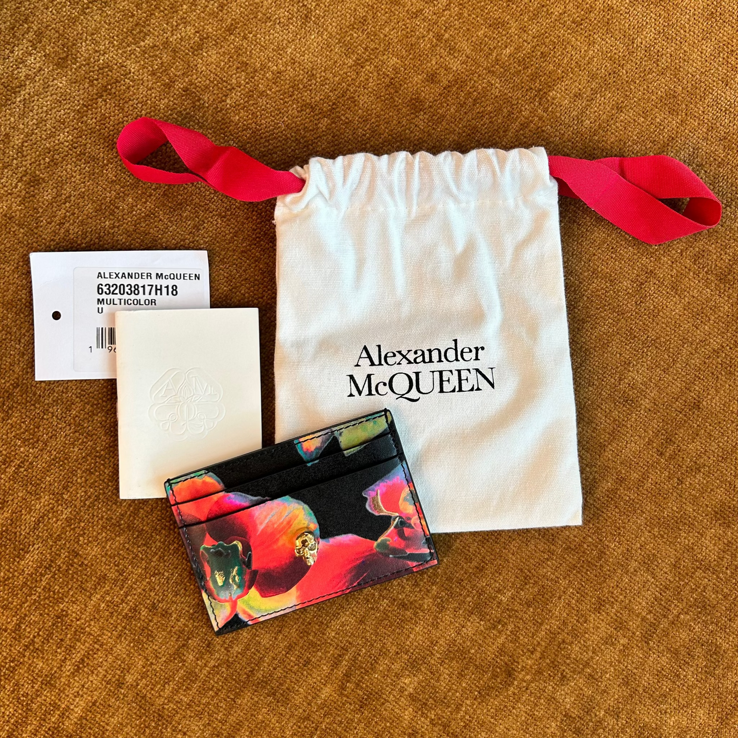 Pre-loved Alexander McQueen Floral Skull Cardholder