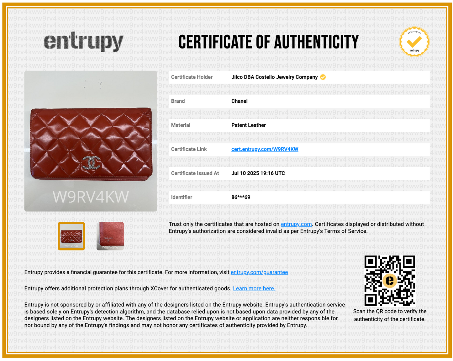 Chanel Brillitant Quilted Patent Leather Wallet