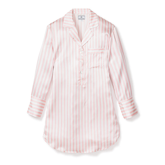Silk Nightshirt with Pink Stripe