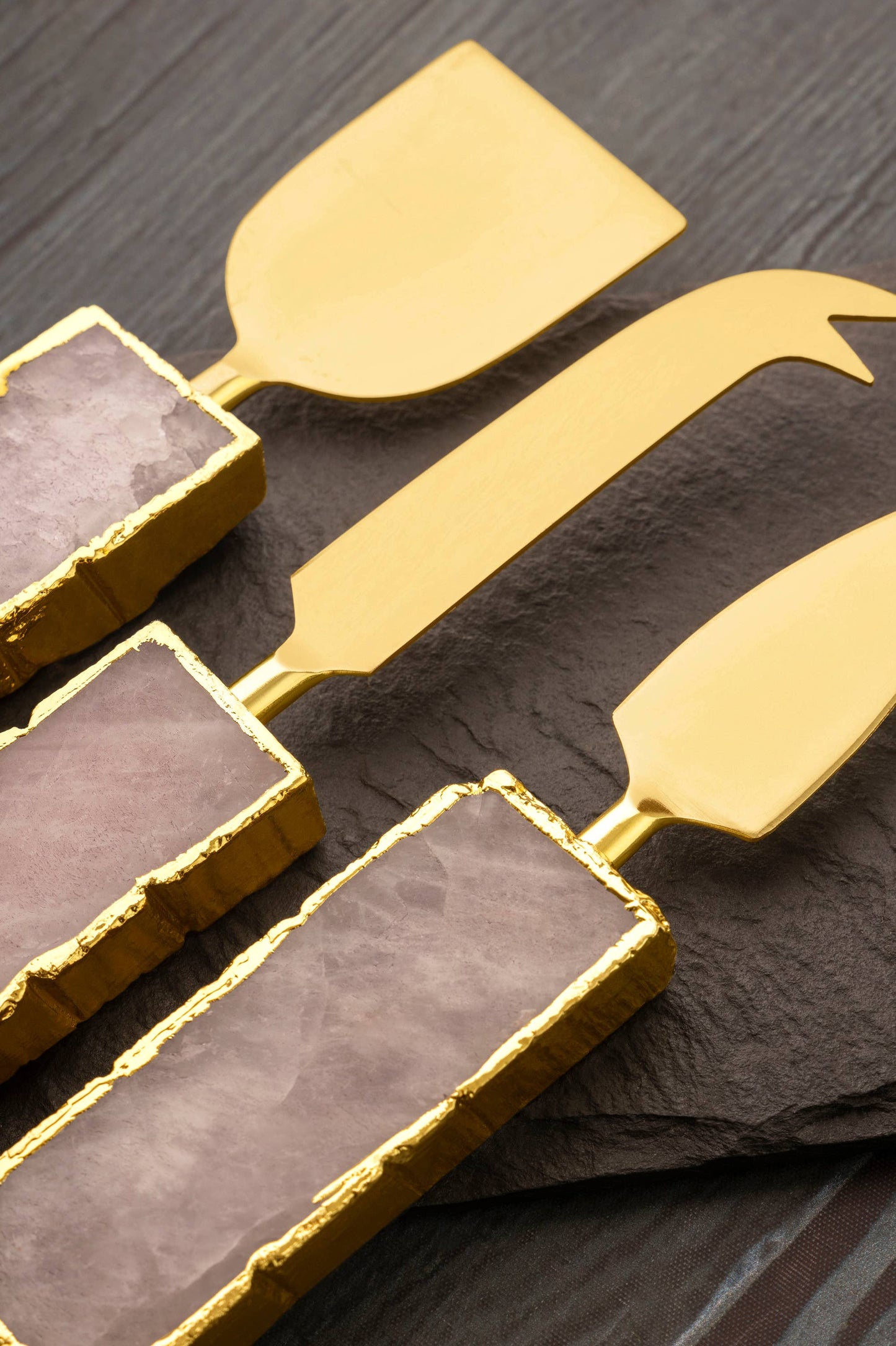 Gauri Kohli - Rose Quartz Cheese Knives, Set of 3