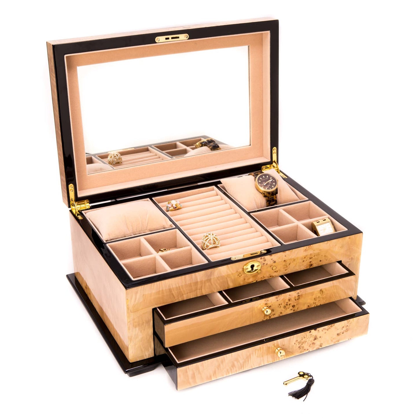 Bey-Berk 3 Level Jewelry Case