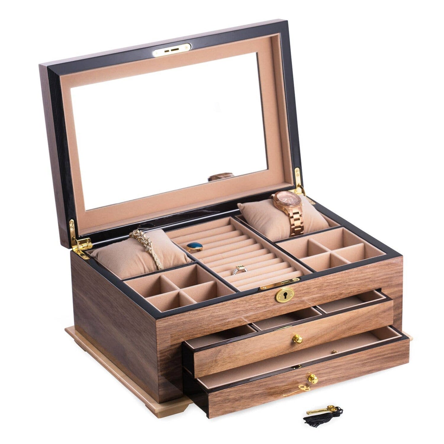 Bey-Berk 3 Level Jewelry Case