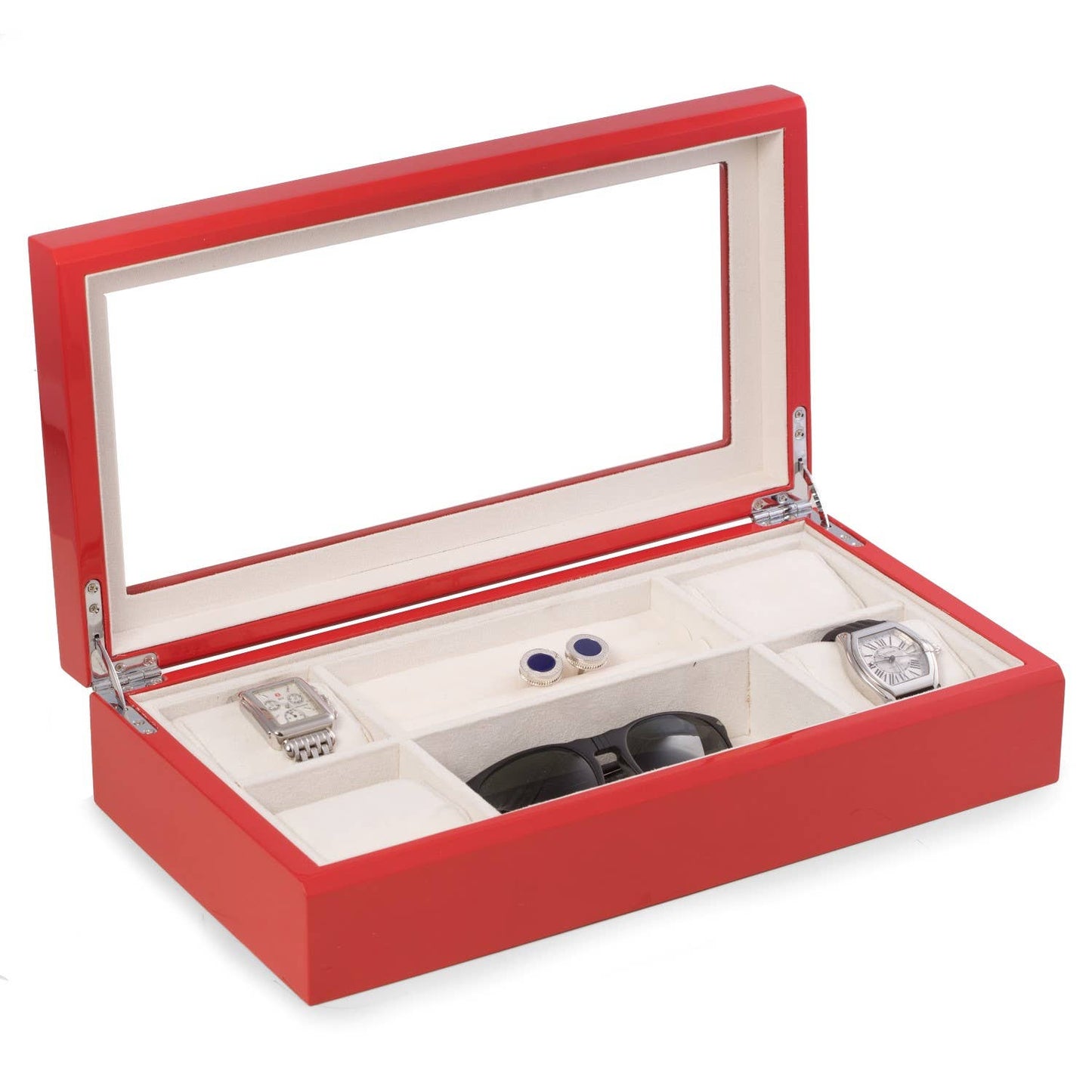 Bey-Berk Lacquered Red Wood Valet