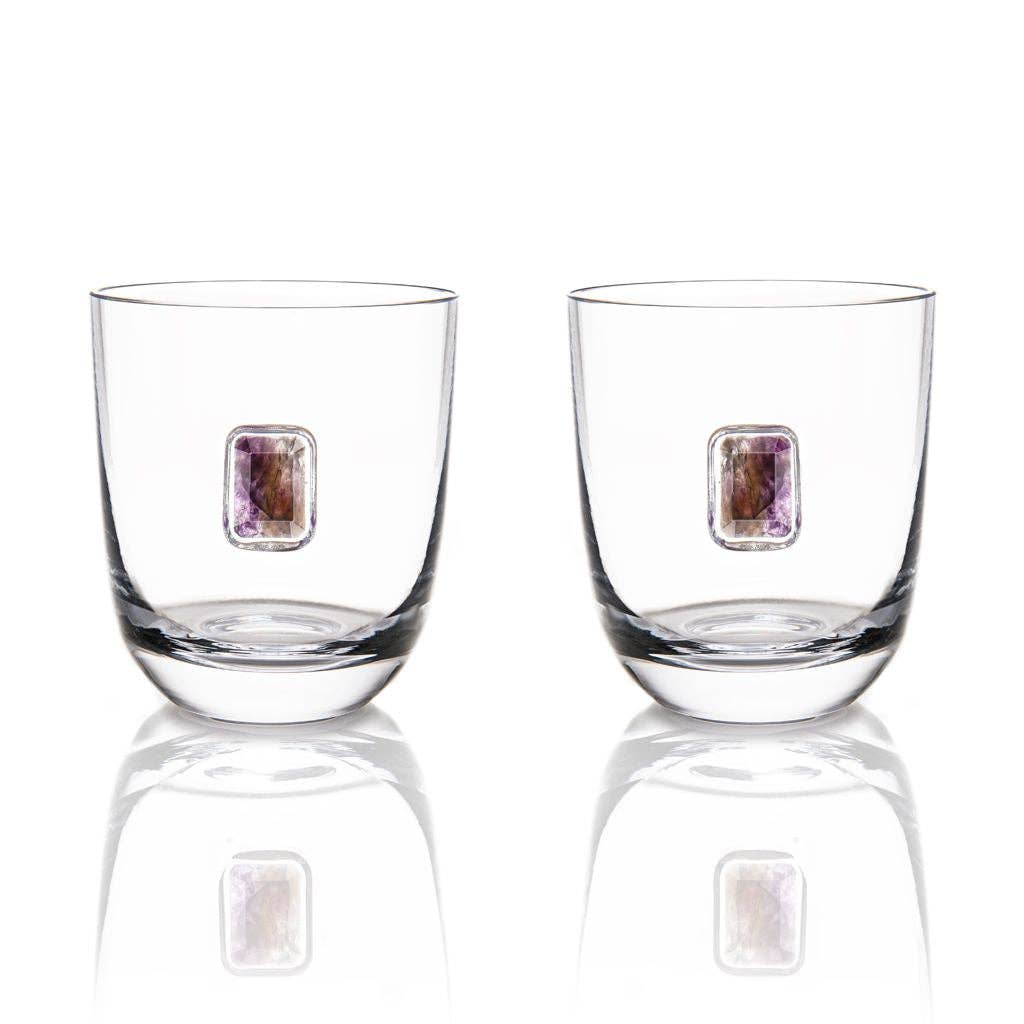 ANNA New York - Amethyst Double Old Fashion Glasses, Set of 2