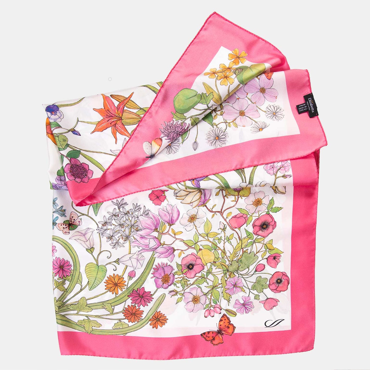 Flora - Hand Rolled Silk Foulard - Pink