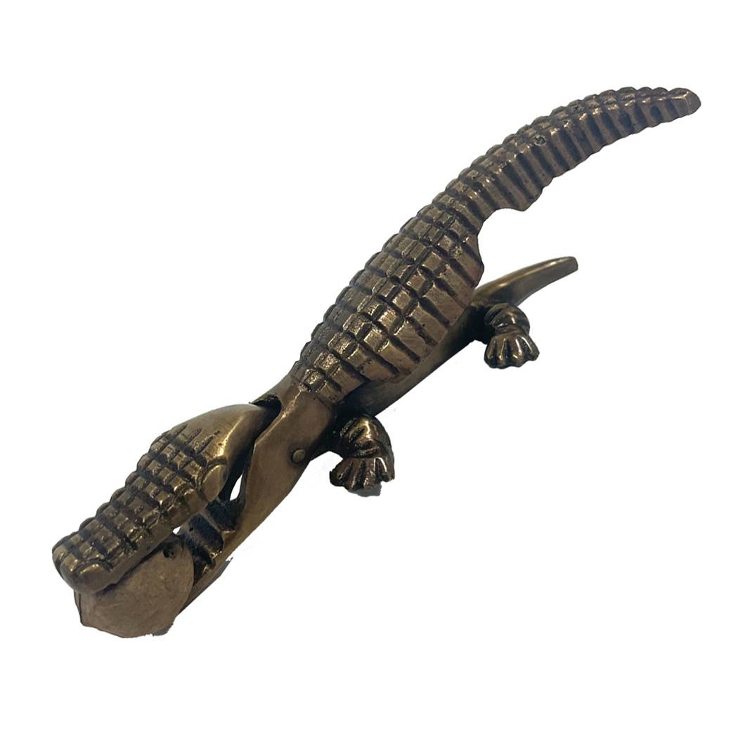 6" Antiqued Brass Alligator Nutcracker