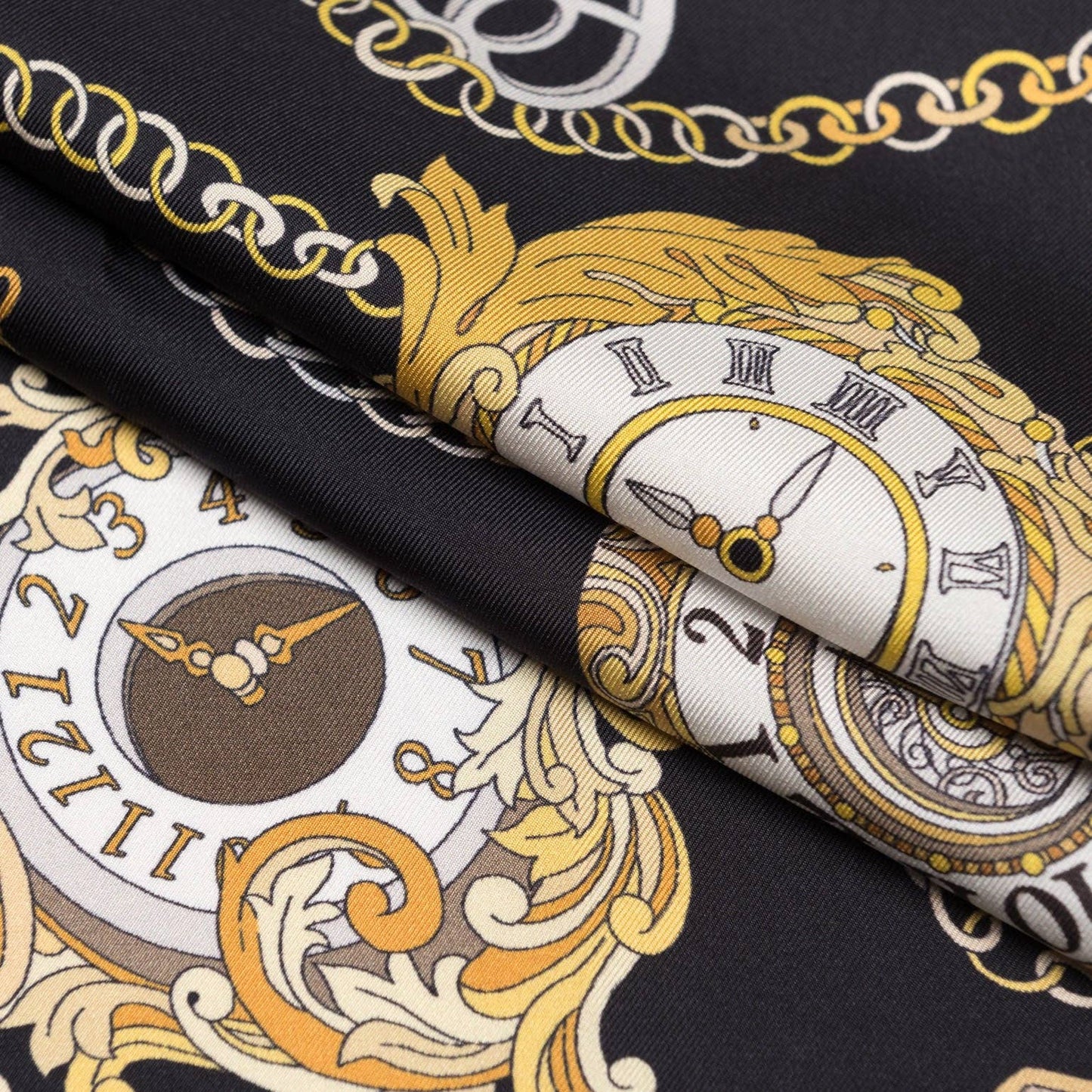 Like Clockwork - Silk Pocket Square - Black