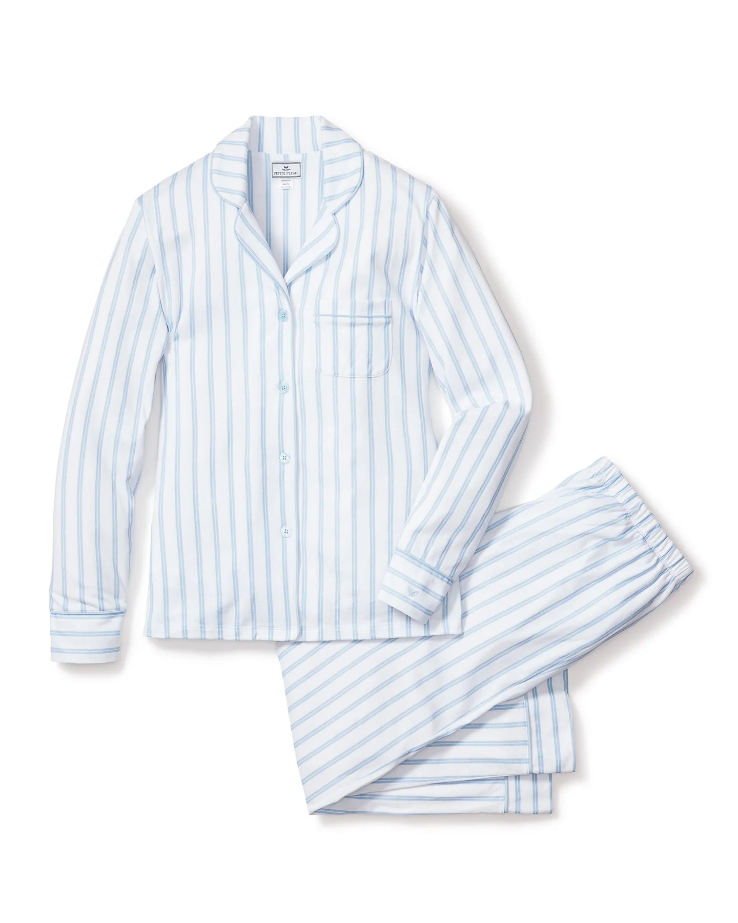 Pima Pajama Set in Periwinkle Stripe