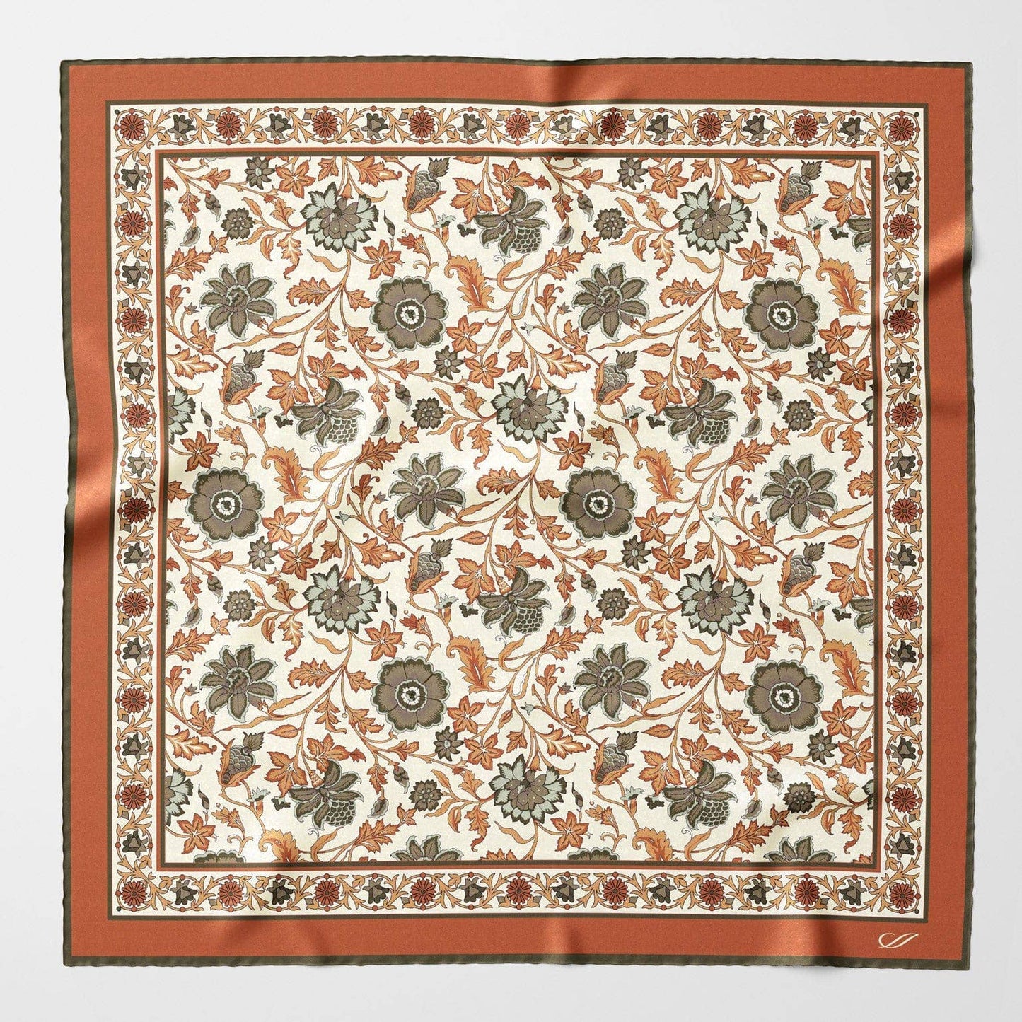 Carrara - Hand Rolled Silk Neckerchief - Terracotta