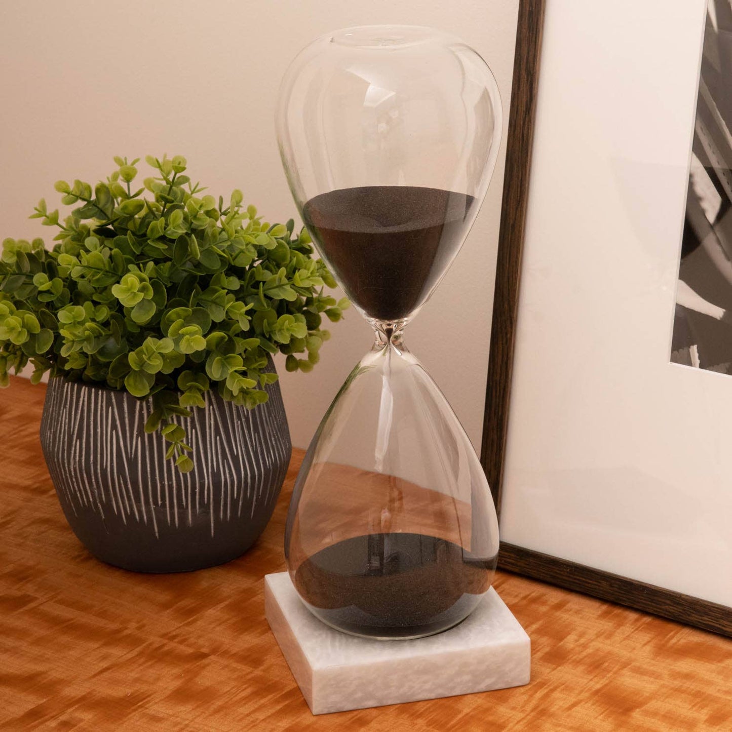 Bey-Berk 90 Minute Hourglass Sand Timer on Marble Base