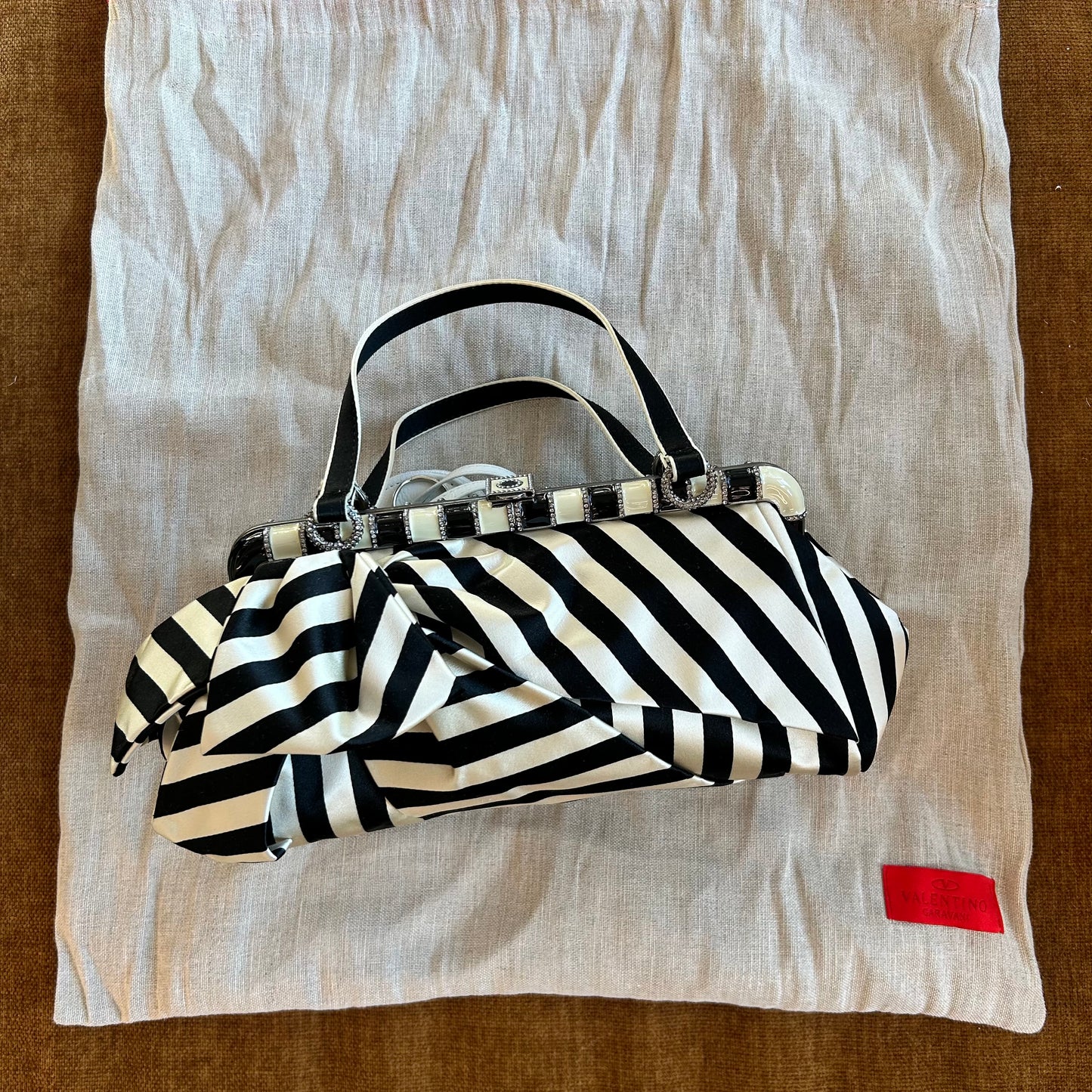 Pre-Loved Valentino Striped Silk Evening Bag