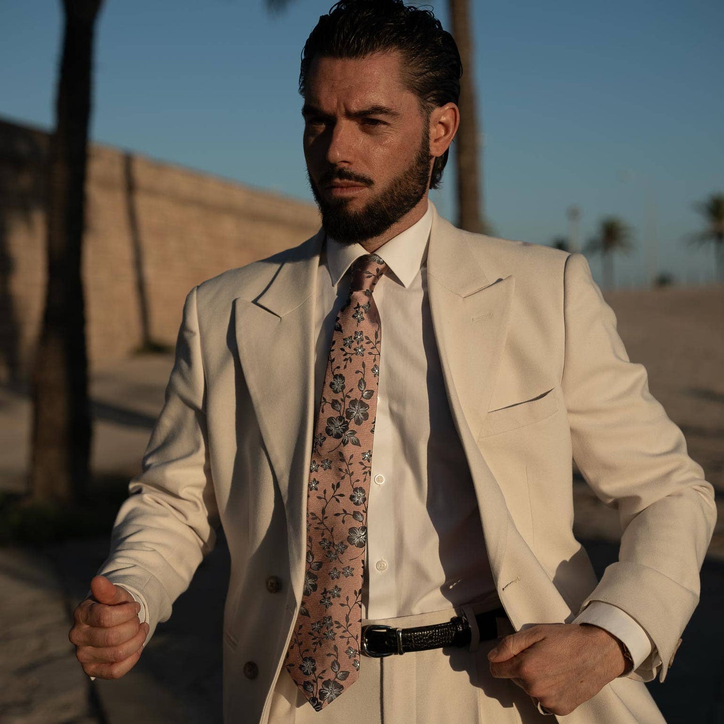 Silvio - Silk Jacquard Tie - Dusty Rose: Standard