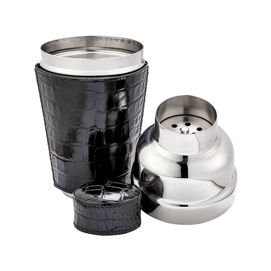 Crocodile Leather Wrapped Cocktail Shaker