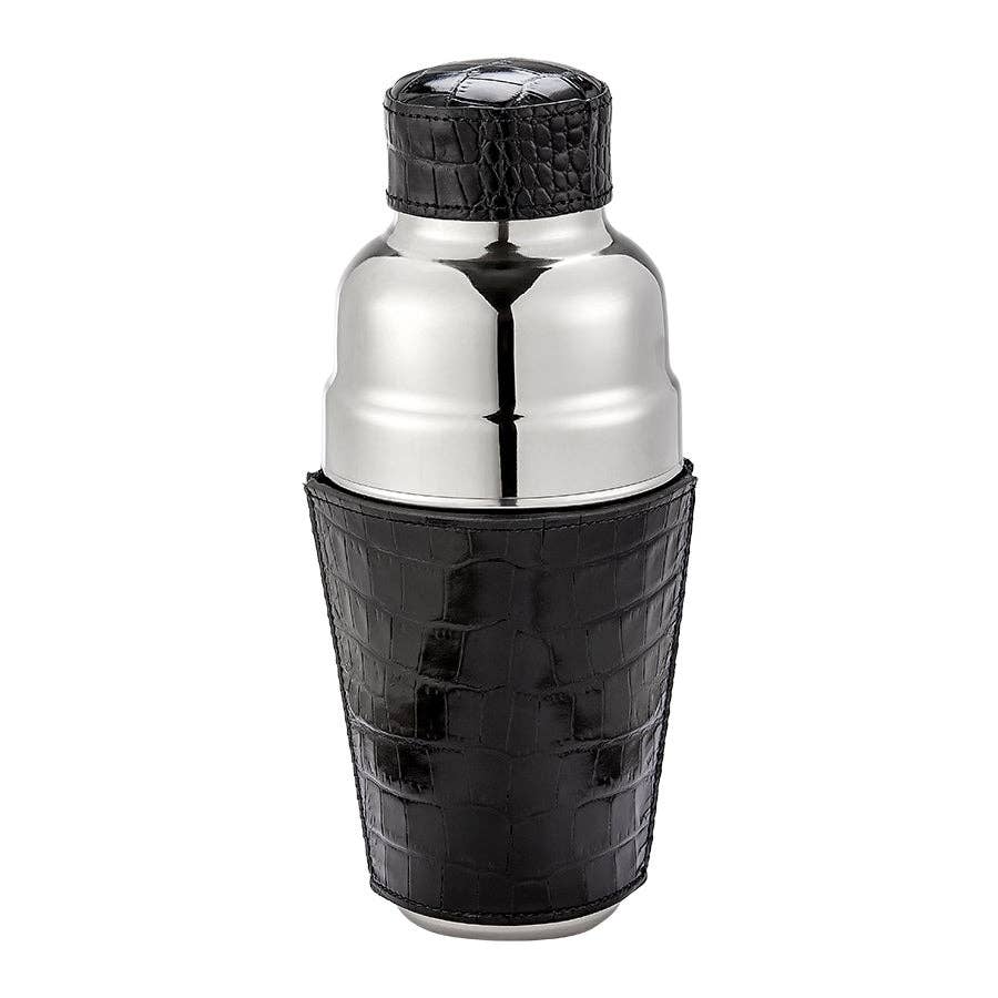 Crocodile Leather Wrapped Cocktail Shaker