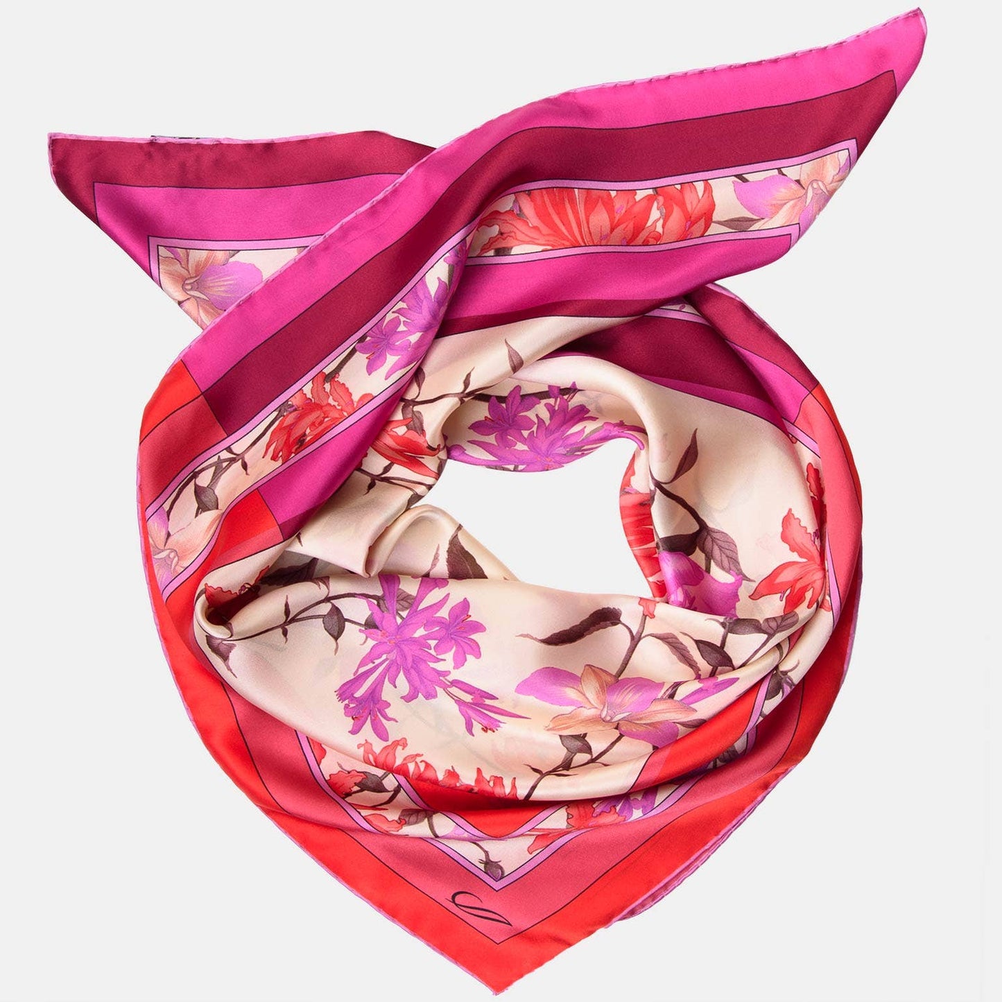 Serena - Hand Rolled ilk Foulard - Fuchsia