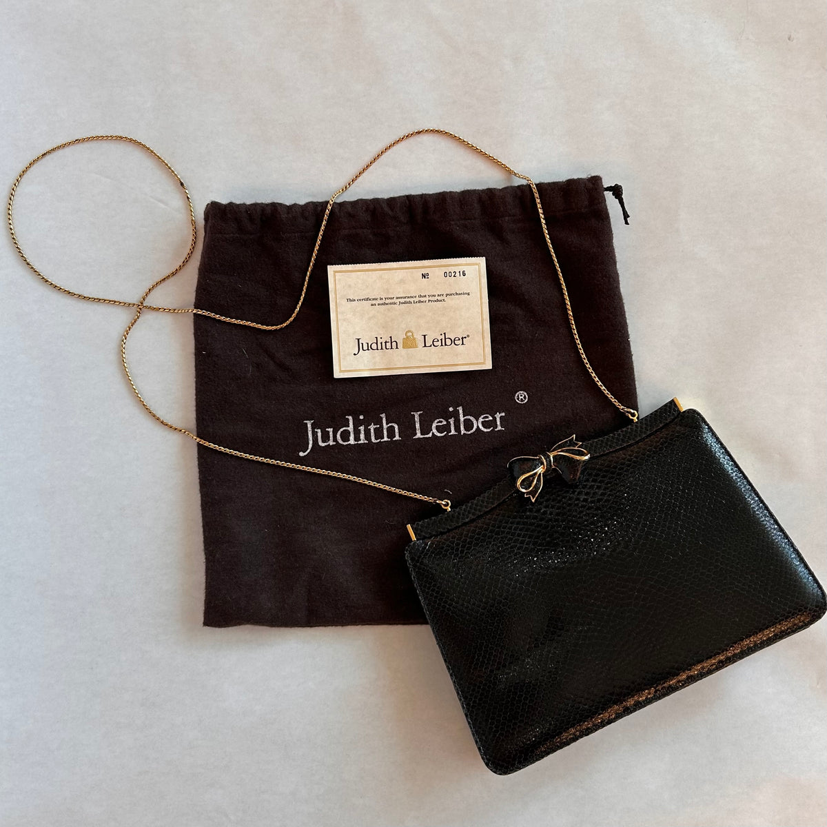 Pre-Loved Judith Leiber Black Snakeskin Evening Bag
