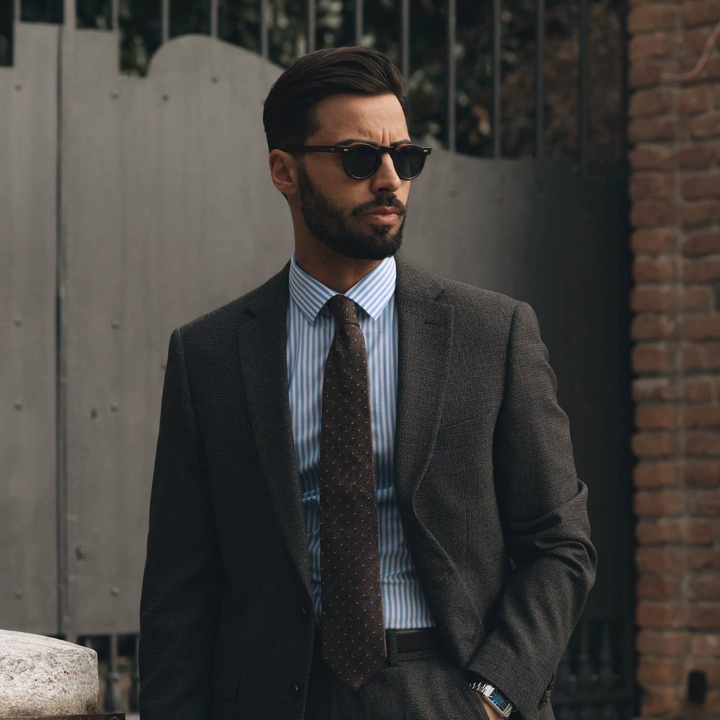 Mattei - Silk Grenadine Tie - Brown: Standard