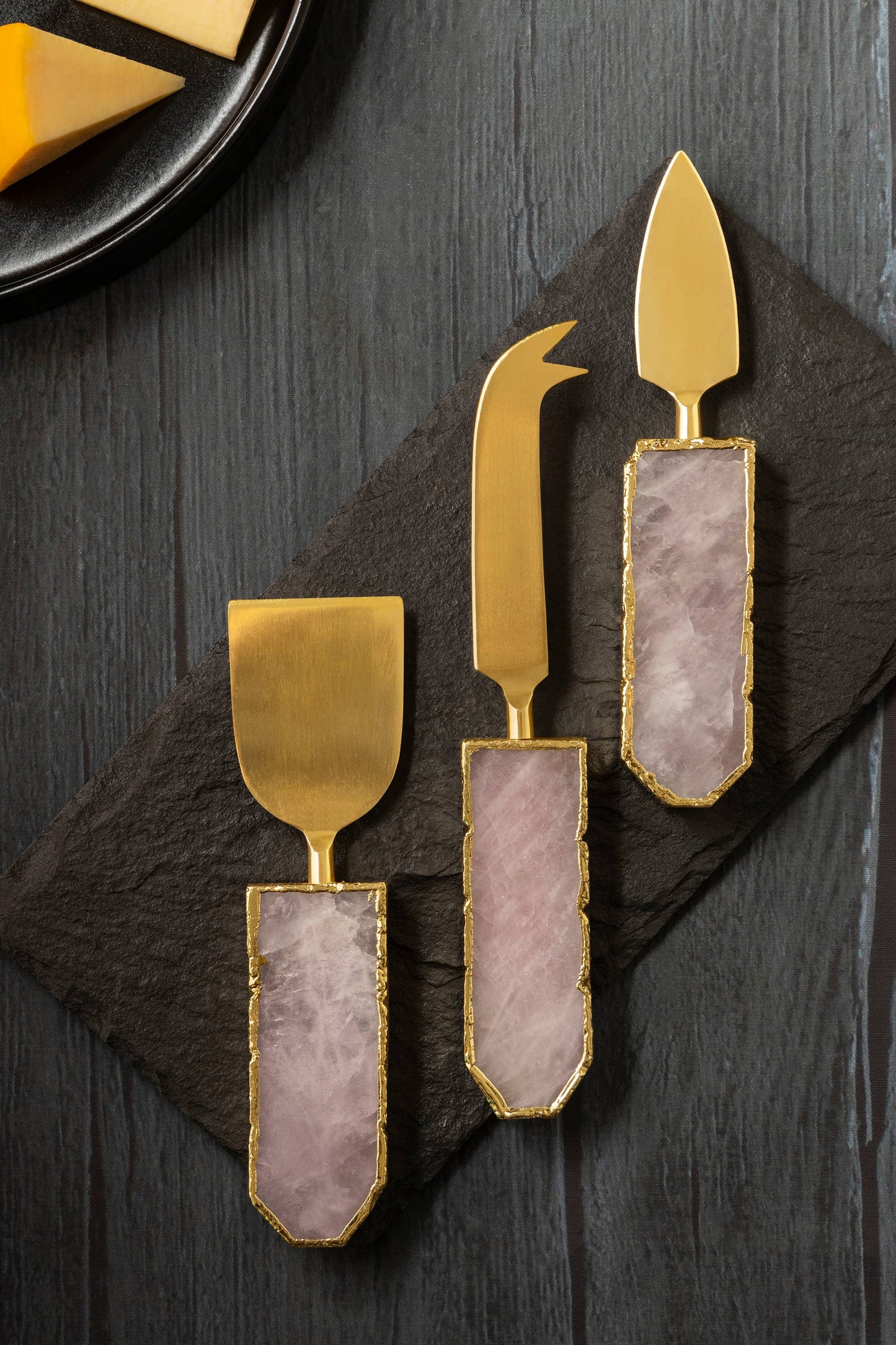 Gauri Kohli - Rose Quartz Cheese Knives, Set of 3