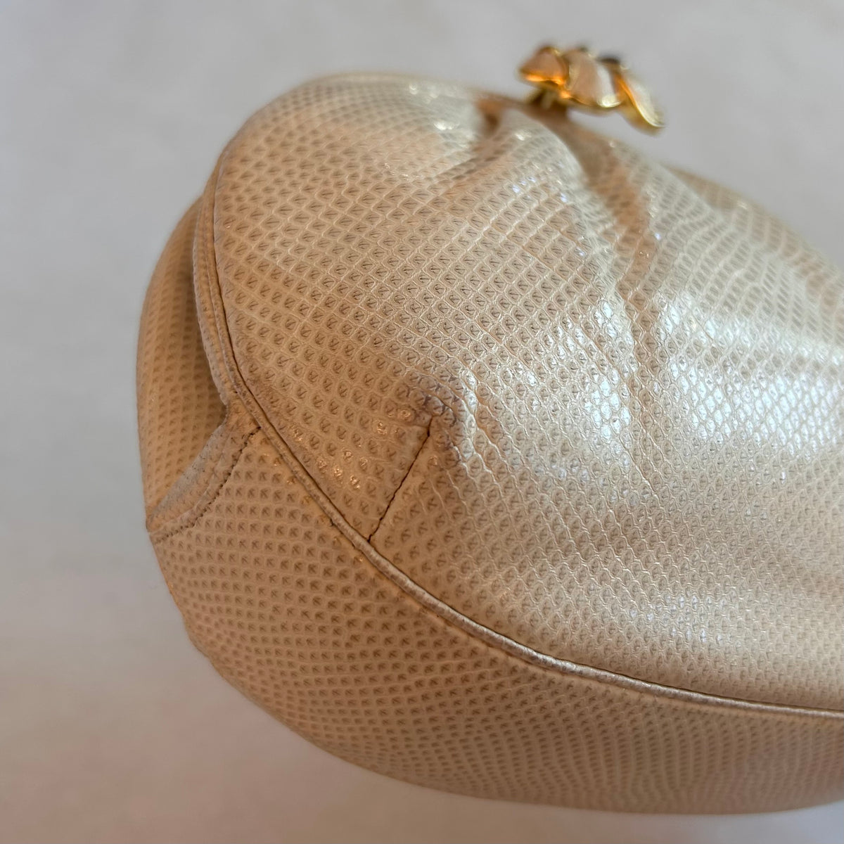 Pre-Loved Judith Leiber Ivory Snakeskin Evening Bag