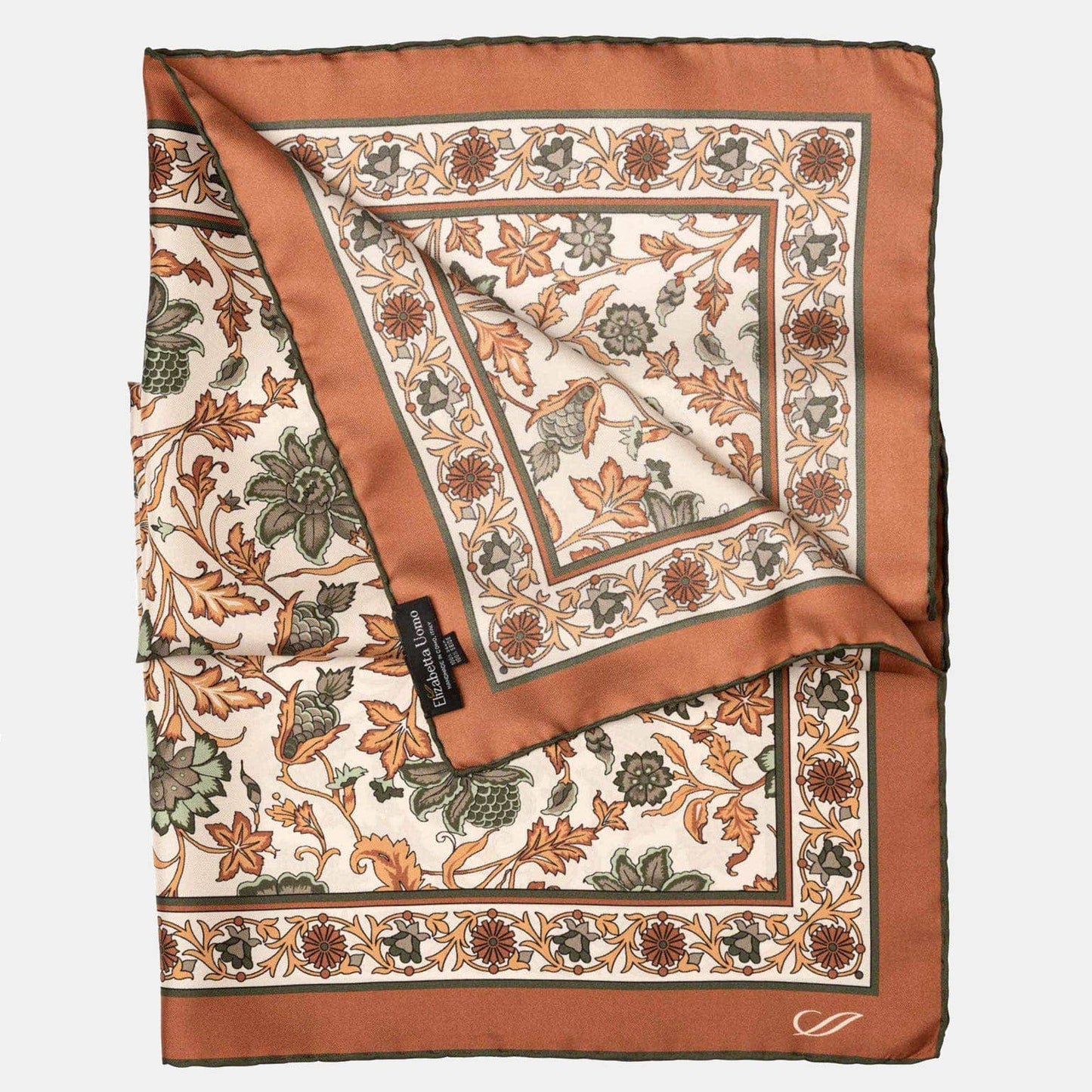 Carrara - Hand Rolled Silk Neckerchief - Terracotta