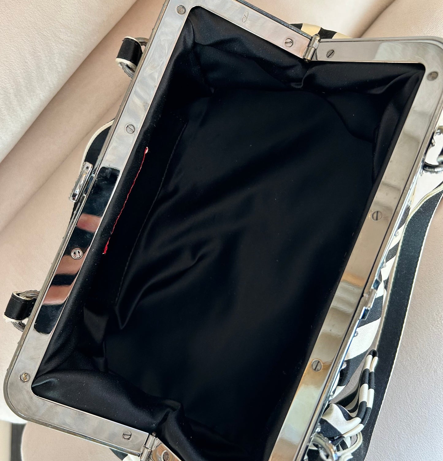 Pre-Loved Valentino Striped Silk Evening Bag