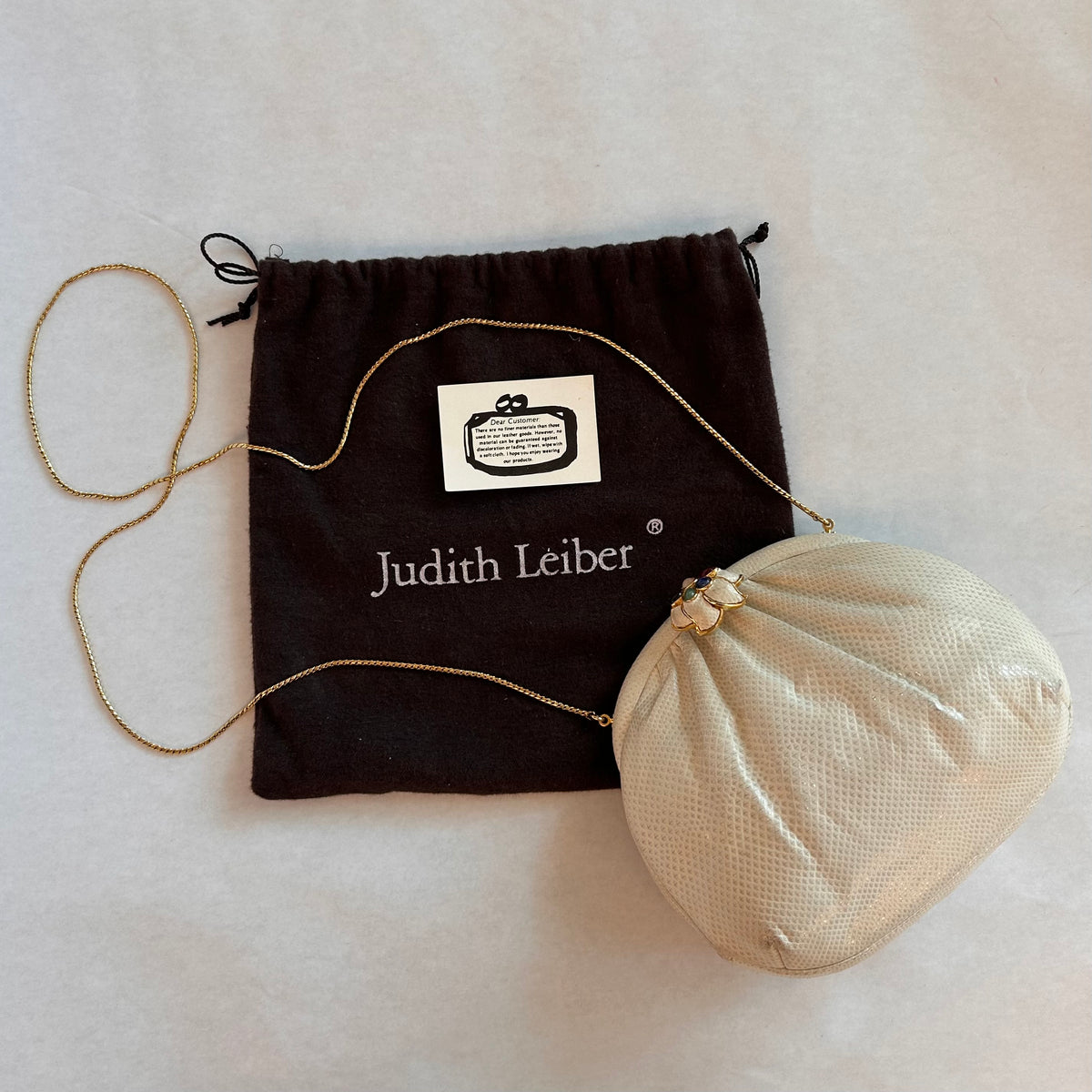 Pre-Loved Judith Leiber Ivory Snakeskin Evening Bag