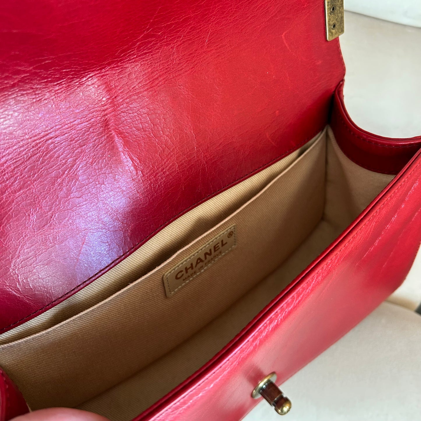 Pre-Loved Chanel Quilted Red Boy Flap