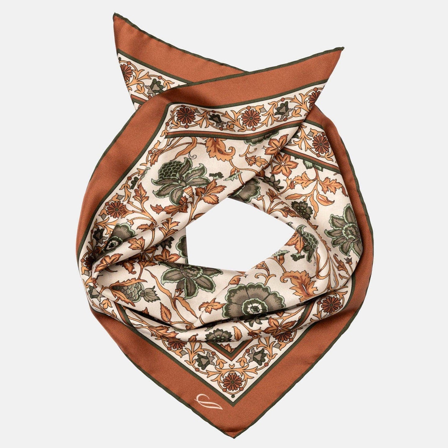 Carrara - Hand Rolled Silk Neckerchief - Terracotta